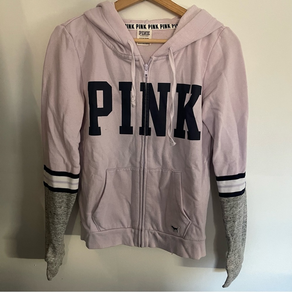 Purple PINK zip up hooded sweatshirt - small